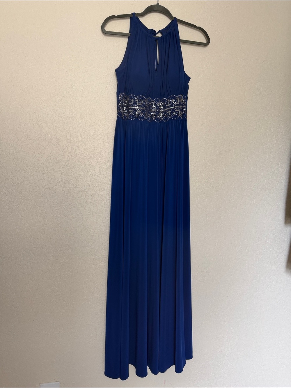 R&M Richards Cobalt Blue Halter Maxi Dress